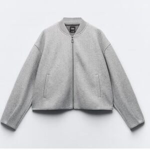 Zara Women's Light Gray Bomber Jacket (Adjustable at the bottom)
